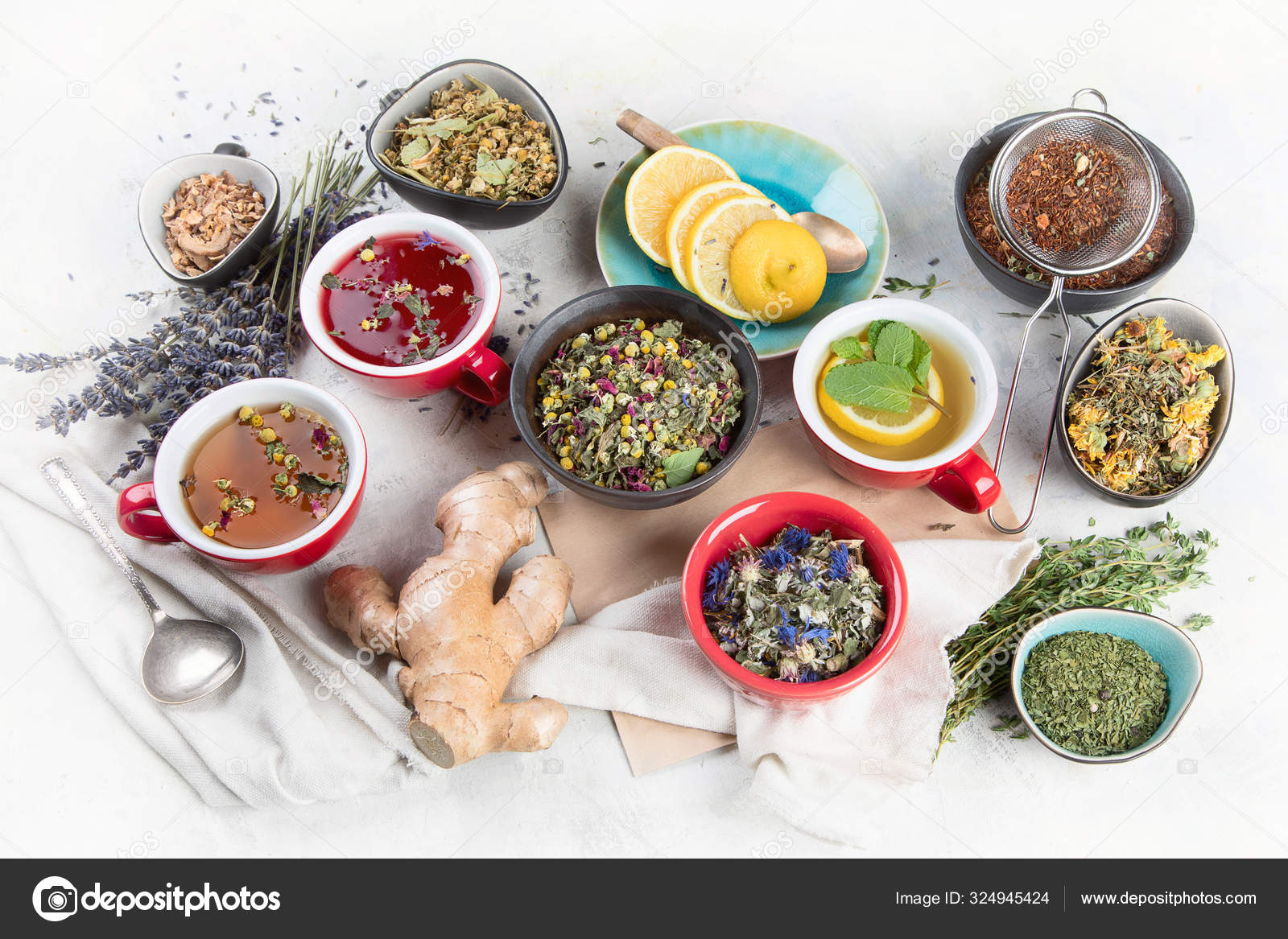 Different kinds of herbal tea. Stock Photo by ©bit245 324945424