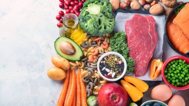 Dengeli beslenme gıda arka plan.