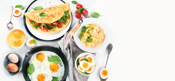 Gekookte Eierschalen Als Ontbijt Traditionele Manieren Een Koken Panorama Spandoek — Stockfoto