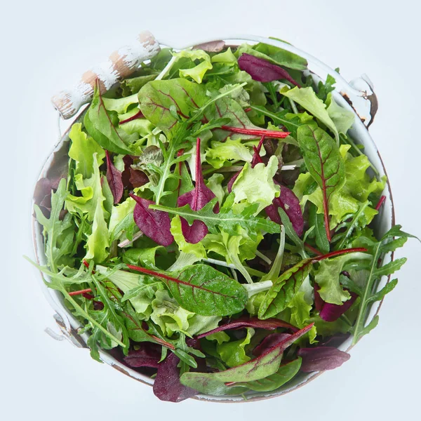 Mixed Salad Leaves Healthy Food Background Top View — Stock Photo, Image