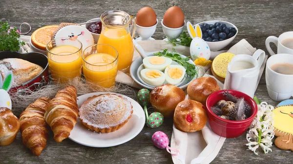 Påsk Frukost Eller Brunch Bord — Stockfoto