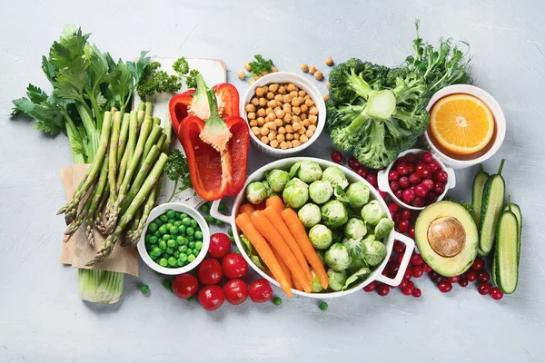 Veganistisch Dieetvoedsel Selectie Van Rijke Vezelbronnen Veganistisch Voedsel — Stockfoto