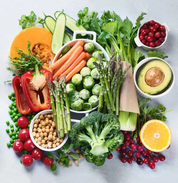 Alimentation Végétalienne Sélection Riches Sources Fibres Alimentaires Végétaliennes — Photo