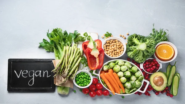 Alimentation Végétalienne Sélection Riches Sources Fibres Alimentaires Végétaliennes — Photo