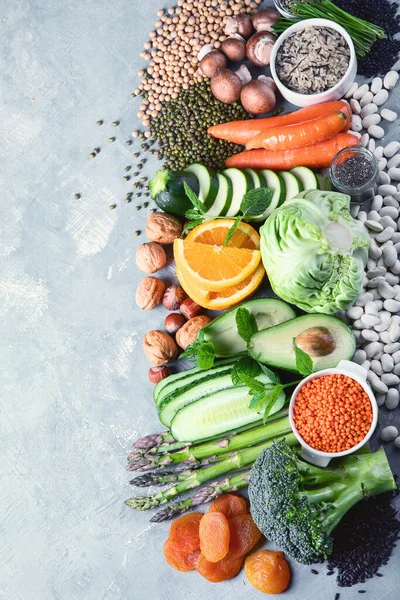 Pflanzliche Nahrungsbestandteile Gesunde Ernährung Mit Viel Vitaminen Antioxidantien Und Intelligenten — Stockfoto