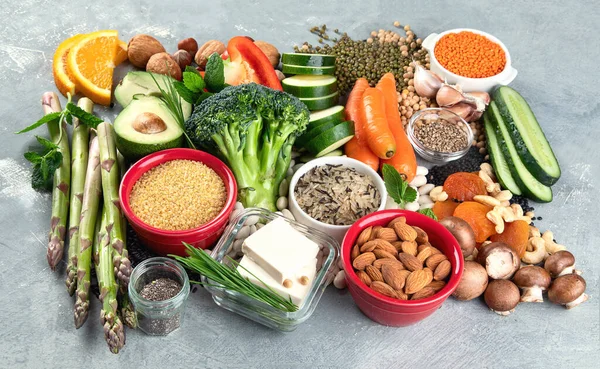 Dieet Van Plantaardige Eiwitten Gezonde Voedingsmiddelen Rijk Aan Plantaardige Eiwitten — Stockfoto