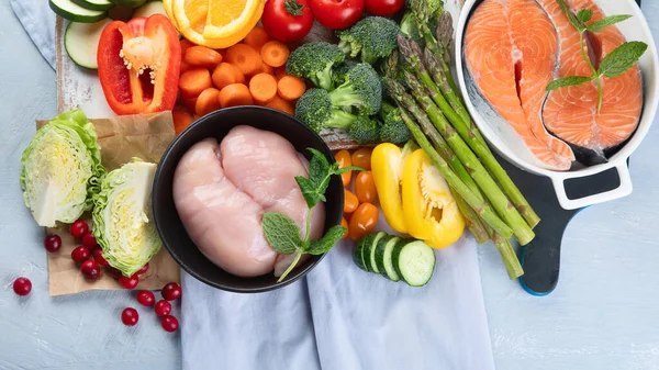 Diyabetik Diyet Için Düşük Glisemik Sağlıklı Yiyecekler Yüksek Vitaminli Yiyecekler — Stok fotoğraf