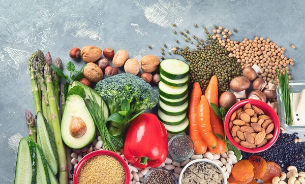 Dieta Proteína Base Vegetal Alimentos Saudáveis Ricos Proteínas Vegetais Antioxidantes — Fotografia de Stock