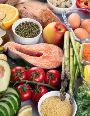 Dengeli beslenme geçmişi.. Beslenme, temiz yeme konsepti. Vitamin ve mineralli diyet planı