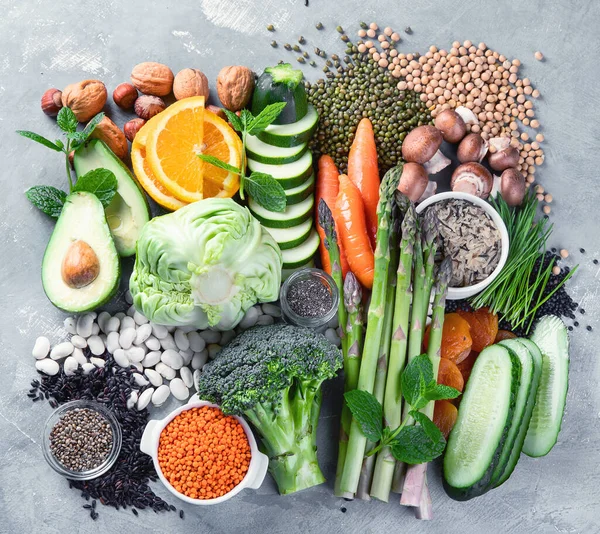 植物由来の食事成分 ビタミン 抗酸化物質 スマート炭水化物の高い健康食品 — ストック写真
