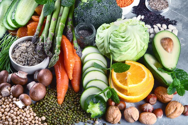 Рослинні Дієтичні Інгредієнти Здорова Їжа Високим Вмістом Вітамінів Антиоксидантів Розумних — стокове фото