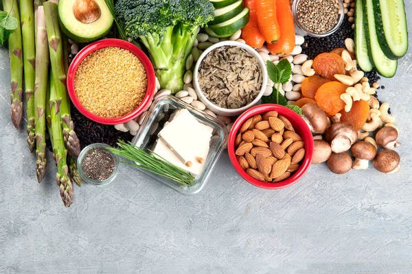Ernährung Mit Pflanzlichem Protein Gesunde Lebensmittel Mit Viel Pflanzlichem Eiweiß — Stockfoto
