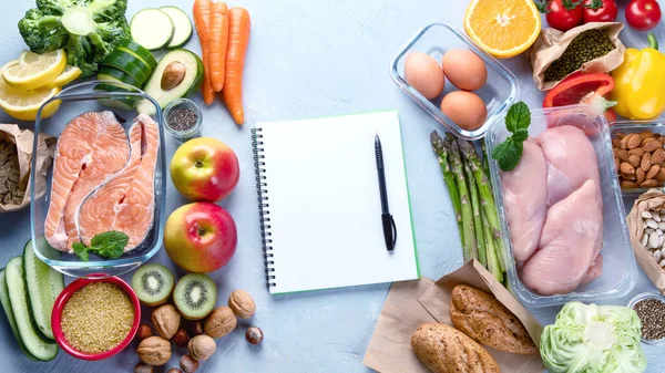 Plan Alimentación Saludable Planificación Comidas Adelgazar Pesar Concepto Pérdida Vista —  Fotos de Stock