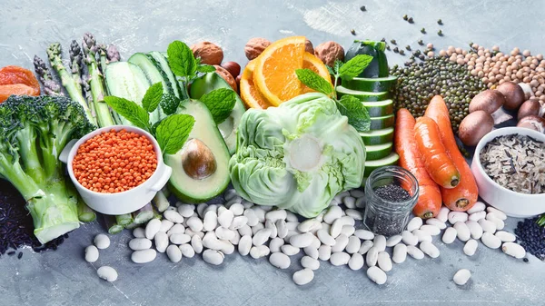 Plantaardige Dieetingrediënten Gezond Voedsel Rijk Aan Vitaminen Antioxidanten Slimme Koolhydraten — Stockfoto