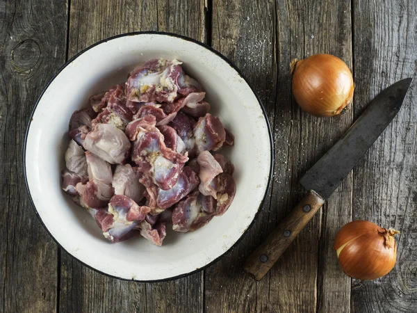 Raw chicken gizzards — Stock Photo, Image