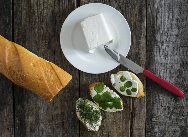 Bruschetta met feta kaas — Stockfoto