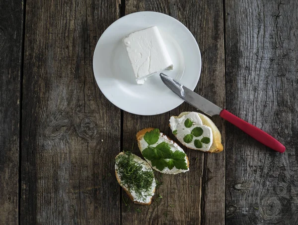 Bruschetta se sýrem Feta — Stock fotografie