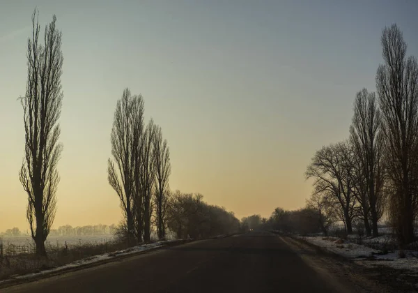 Non-urban road in winter — Stock Photo, Image