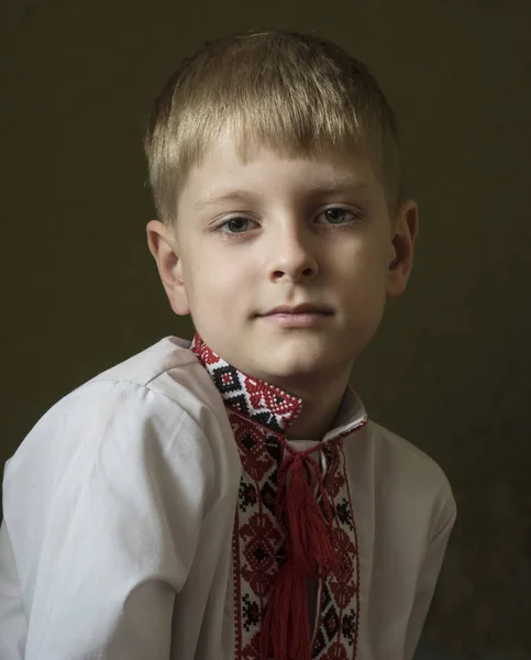 Boy wearing Ukrainian embroidered shirt — Stock Photo, Image