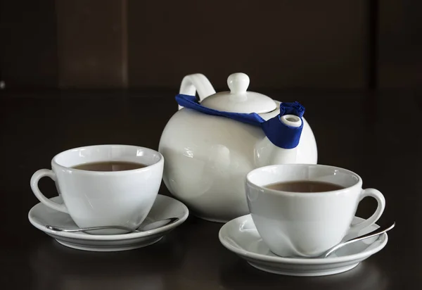 Két fehér csésze tea — Stock Fotó