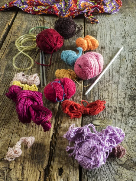 Variety of knitting threads — Stock Photo, Image