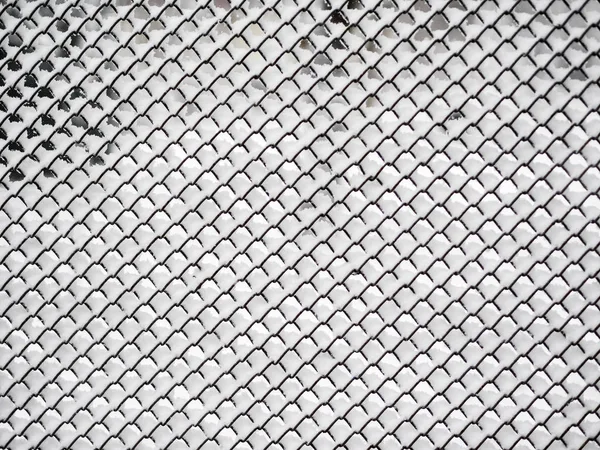 Mesh-netting covered with snow — Stock Photo, Image