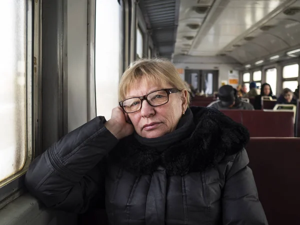 Woman in the train — Stock Photo, Image