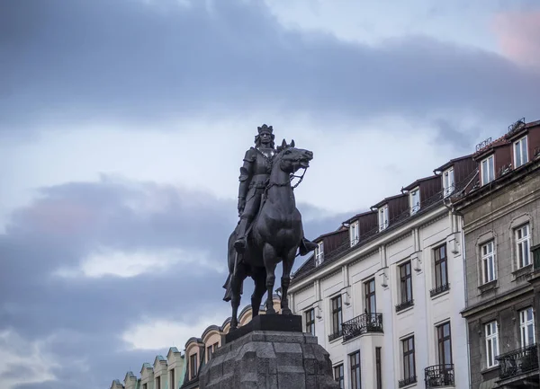 Monumento Grunwald Encima Del Caballo Está Rey Wladislaw Jagiello —  Fotos de Stock