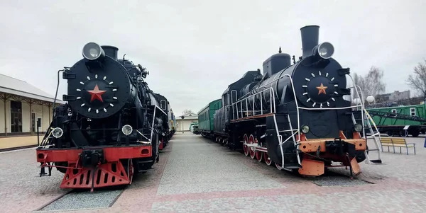 Soviet era Steam locomotives — Stock Photo, Image