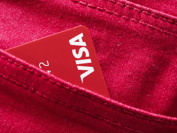 Kiev Ucrania Marzo 2020 Editorial Ilustrativo Tarjeta Bancaria Visa Bolsillo — Foto de Stock