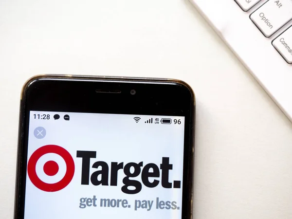 Deze Foto Illustratie Het Target Logo Zien Een Smartphone — Stockfoto