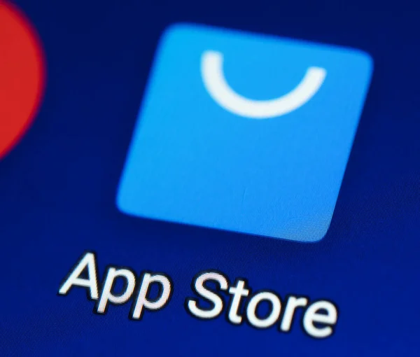 Deze Foto Illustratie App Store Pictogram Wordt Weergegeven Een Smartphone — Stockfoto