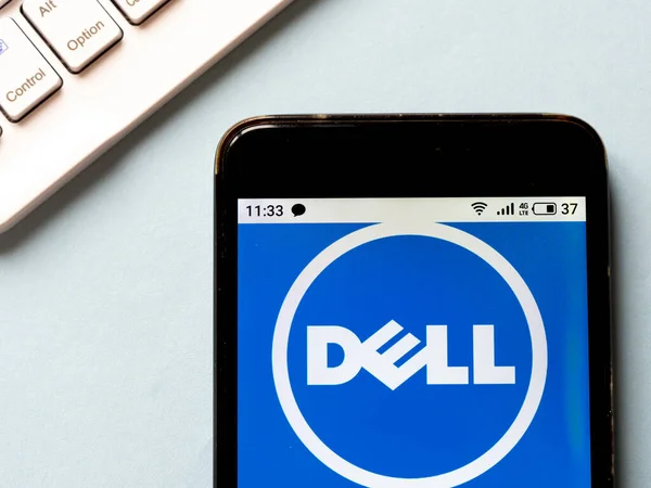 Nesta Foto Ilustração Logotipo Dell Visto Exibido Smartphone — Fotografia de Stock