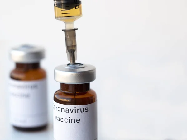 World Anxiously Awaiting Vaccine Coronavirus Photo Illustration Shows Two Vials — Stock Photo, Image