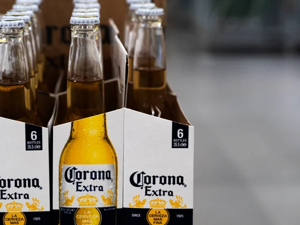 Boxes Bottles Mexican Light Beer Corona Store — Stock Photo, Image