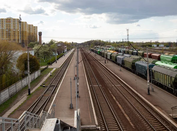 Deserted Train Station Covid Coronavirus Pandemic Quarantine Sharply Reduced Volume — Stock Photo, Image