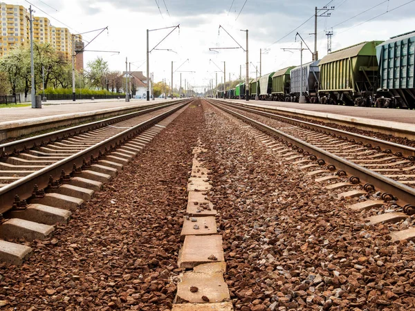 Deserted Train Station Covid Coronavirus Pandemic Quarantine Sharply Reduced Volume — Stock Photo, Image