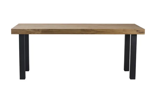 Table Bois Avec Pieds Métal Noir Isolé Sur Fond Blanc — Photo