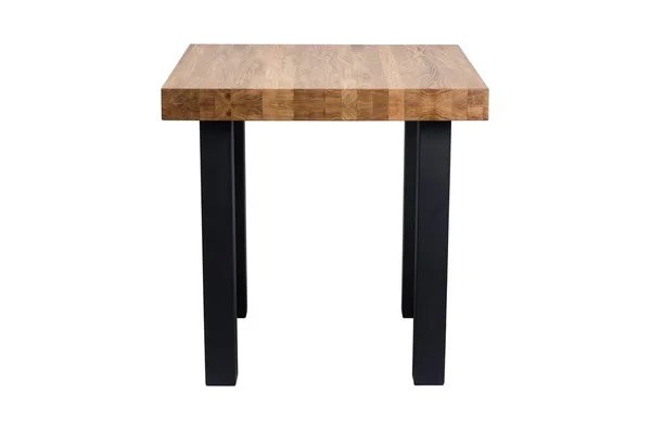 Mesa Madera Con Patas Metal Negro Aisladas Sobre Fondo Blanco —  Fotos de Stock