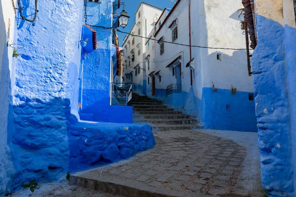 Calle azul dentro de Medina de Chefchaouen — Foto de Stock