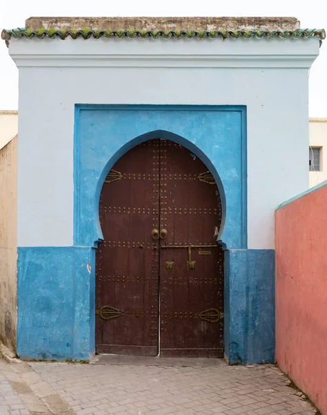 Cancello Ingresso Colori Tradizionale Con Porta Fes Marocco — Foto Stock