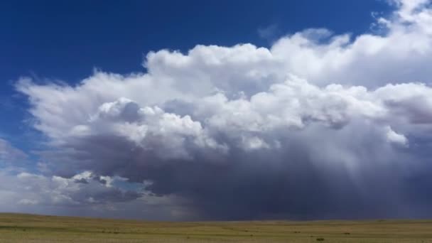 Storm clouds over steppe dramatic sky background — Stock Video