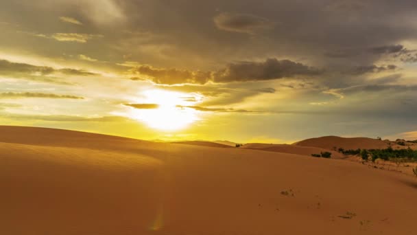 Веселий пейзаж у пустелі під час заходу сонця — стокове відео