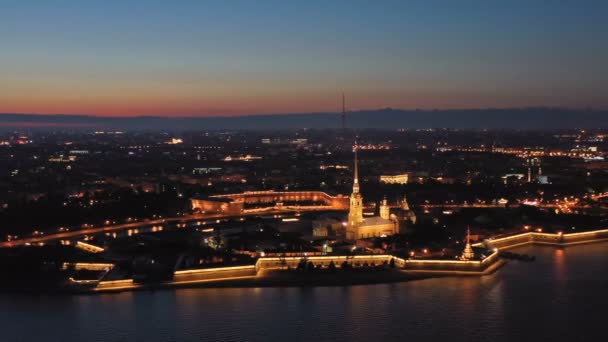 Luchtfoto van Peter en Paul Fort in Rusland — Stockvideo