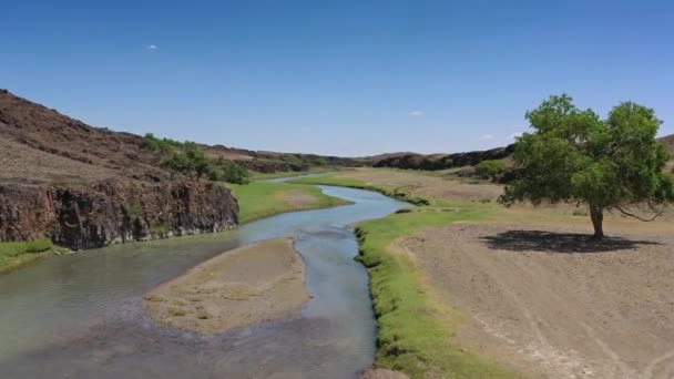 Río entre montañas en Mongolia — Vídeos de Stock