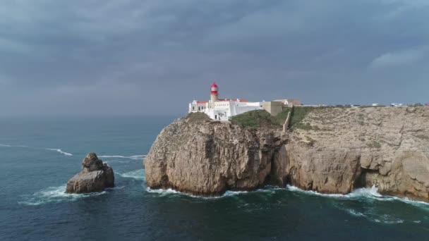 葡萄牙Cabo Sao Vicente Sagres灯塔 — 图库视频影像