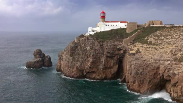 Farol de Cabo São Vicente, Sagres, Portugal — Vídeo de Stock