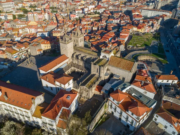 Vista aérea da Catedral de Se no Porto — Fotografia de Stock