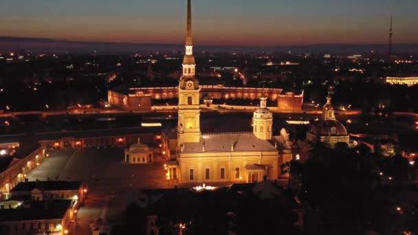 Widok z lotu ptaka na fortecę Piotra i Pawła — Wideo stockowe