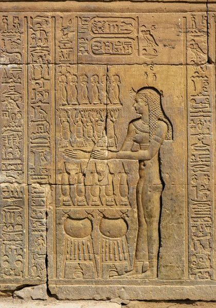 Hieroglyfiska sniderier i forntida tempel — Stockfoto